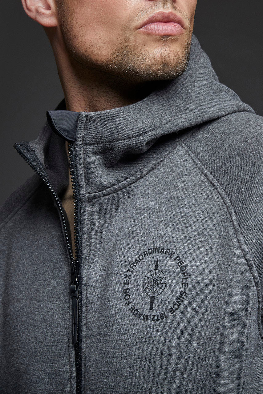 ALPHA STRIKER HOODIE - MØRK  MELANGE GREY