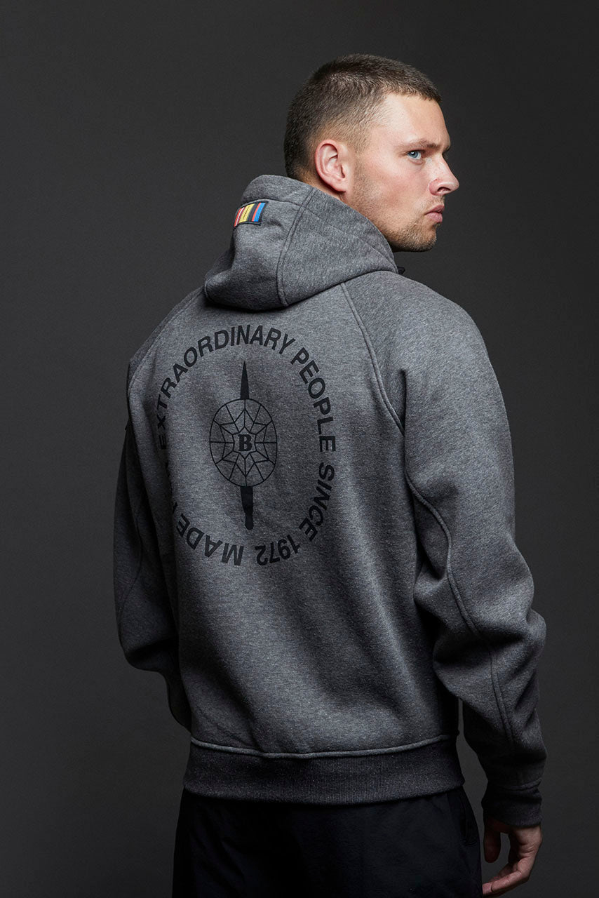 ALPHA STRIKER HOODIE - MØRK  MELANGE GREY