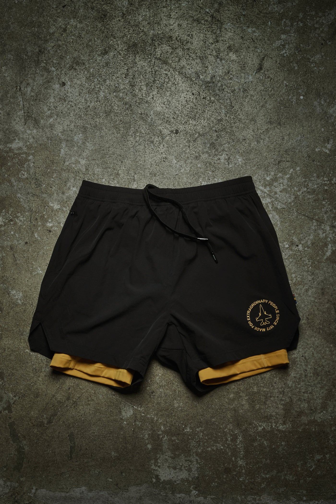 FIGHTER DIVISION 2 in 1 shorts - 5" BLACK